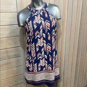 Speechless Navy and Pink Geometric Mini Dress